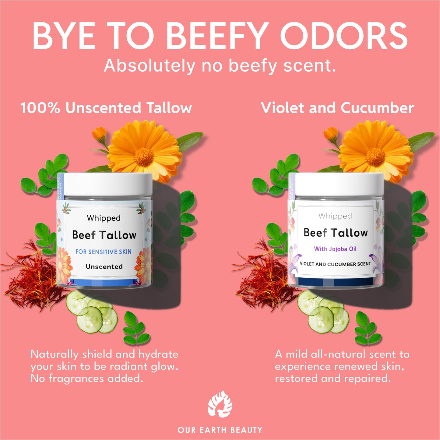 Whipped Beef Tallow Balm – Unscented | Organic Moisturizer for Sensitive Skin