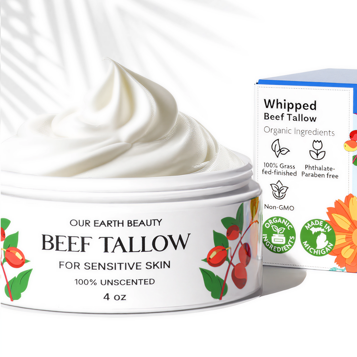 Whipped Beef Tallow Balm – Unscented | Organic Moisturizer for Sensitive Skin