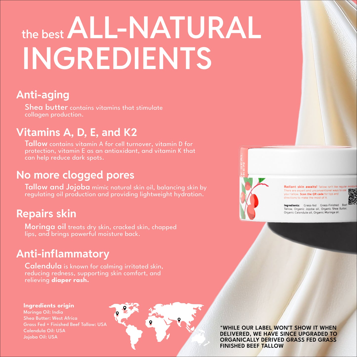 Whipped Beef Tallow Balm – Unscented | Organic Moisturizer for Sensitive Skin